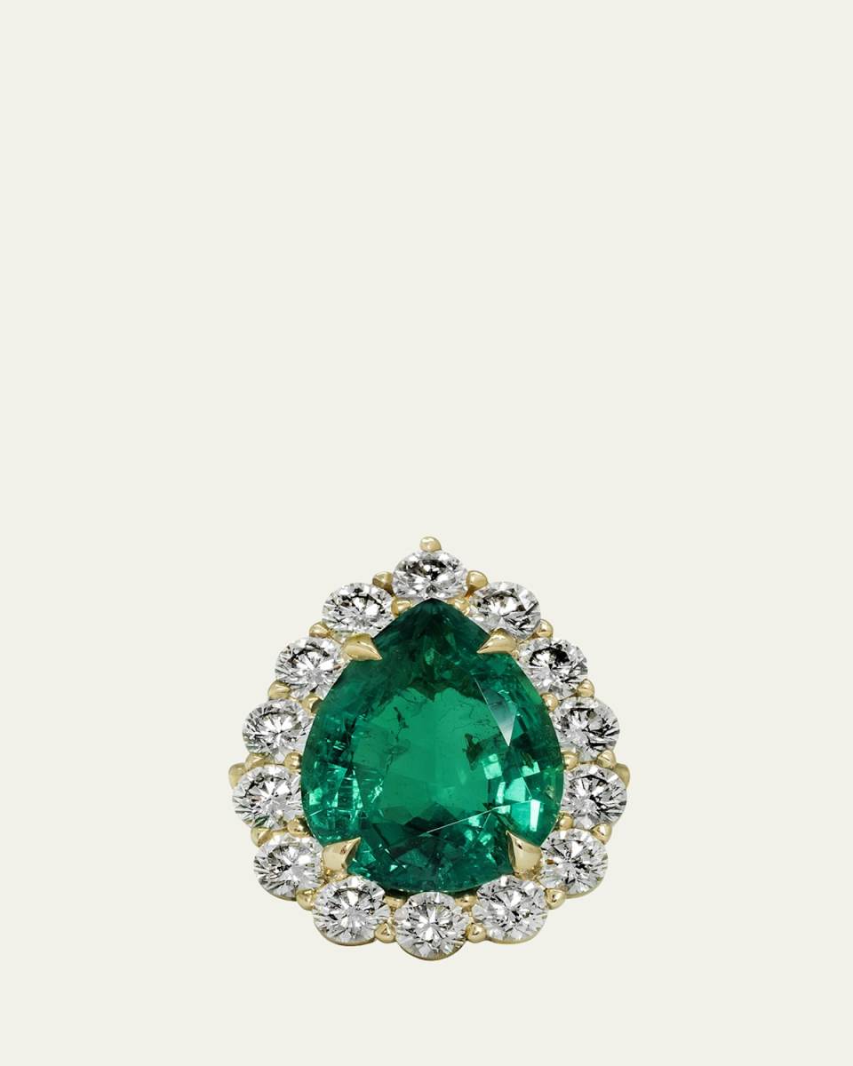 Royale Pear Bestie Diamond and Emerald Statement Ring